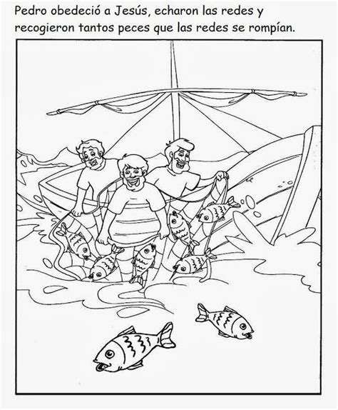 Dibujo Cristiano Para Colorear De Pedro Y La Pesca Milagrosa Bible