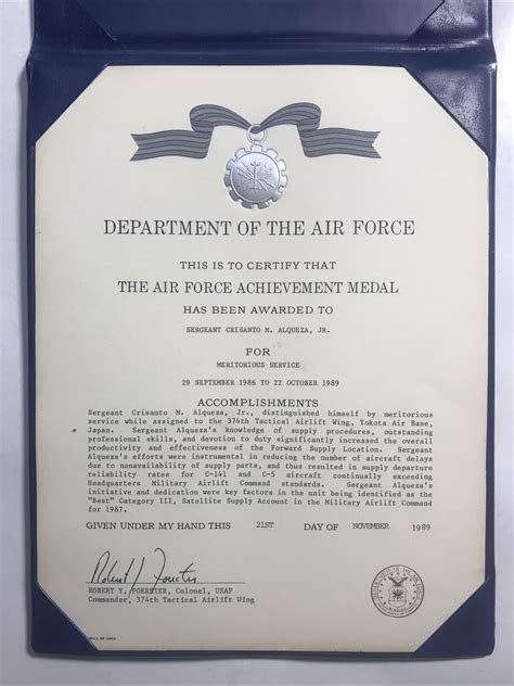 Air Force Achievement Medal Template