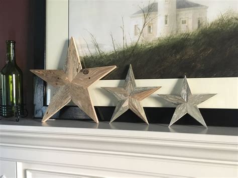 Set Of 3 Rustic Wooden Stars Made With Reclaimed Wood From New England