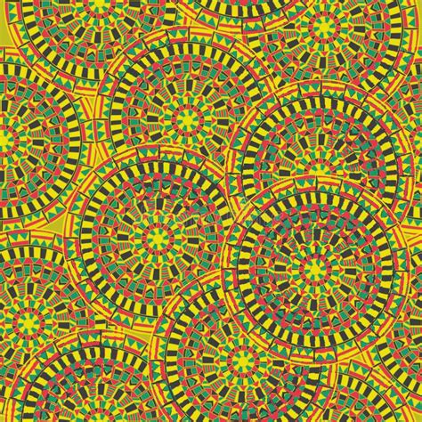 Seamless Pattern Of Bright Abstract Mandalas Dense Background Of Four