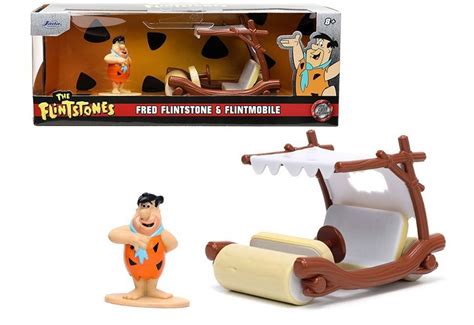 Flintmobile W Fred Flintstone Figurine The Flintstones Jada Toys