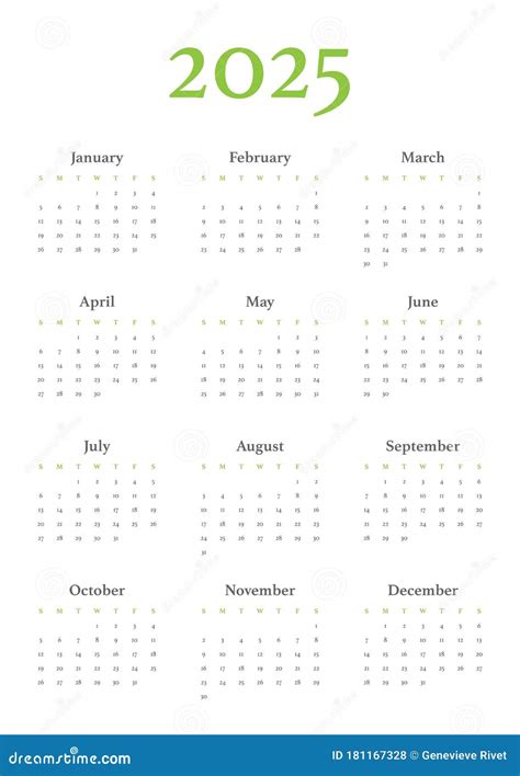 Calendar 2025 Template Vector Desk Calendar Design Wall Calendar