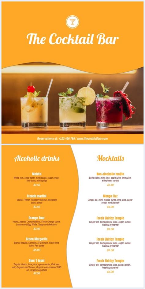 Colorful Cocktail List Template - Flipsnack