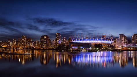 Fondos De Pantalla Vancouver Canadá Ciudad Noche Luces Rascacielos