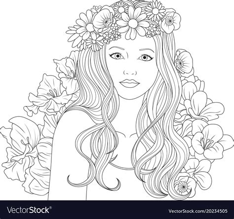 Pretty Girl With Flowers Coloring Page Recolor App Coloring Pages Sexiz Pix