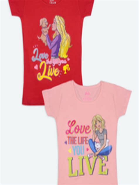 Buy Barbie Girls Pack Of 2 Barbie Printed T Shirt Tshirts For Girls 14786204 Myntra