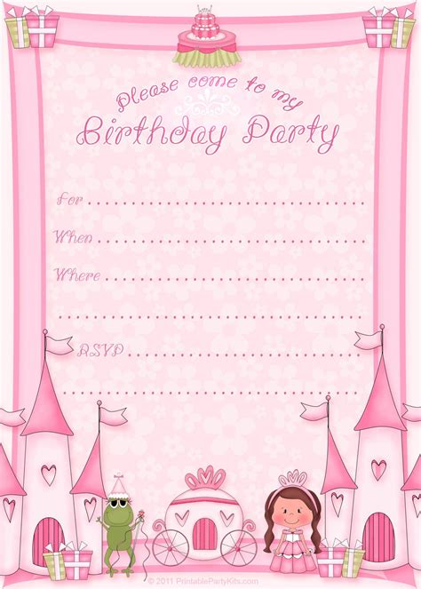 Princess Birthday Invitation Templates Free Printable Word Searches