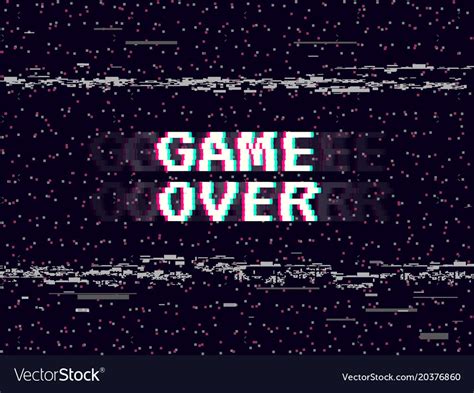 Game Over Glitch Background Retro Backdrop Vector Image