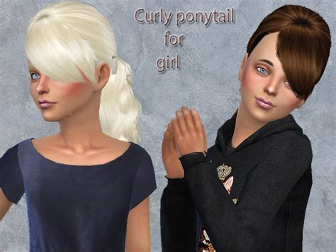 The Sims Resource Curly Ponytail For Girl Sims 4 Hairs