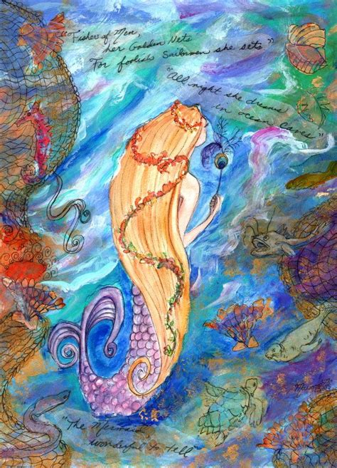 The Mermaid Original Mixed Media Collage On Watercolor Paper By