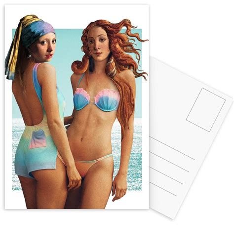 beach girls postcard set juniqe