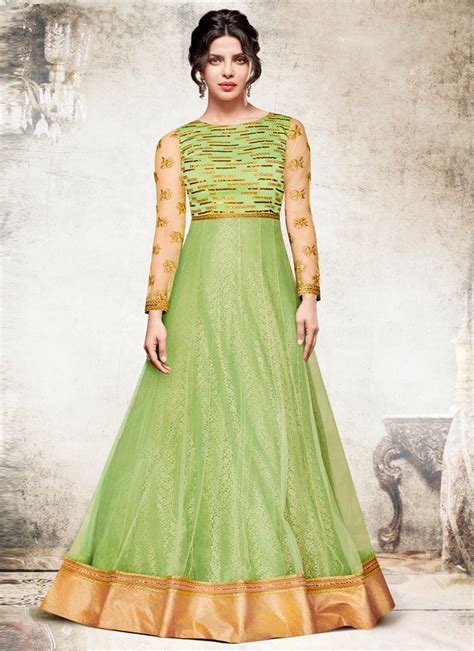 Buy Priyanka Chopra Green Abaya Style Anarkali Suit Embroidered Anarkali Suit Online Shopping