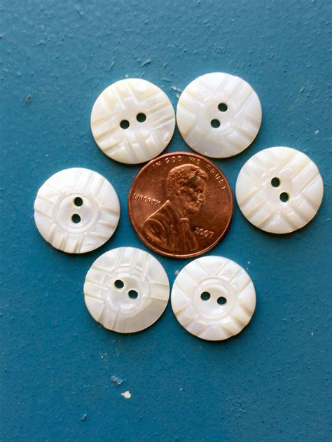 Vintage Pearl Buttons Carved Mother Of Pearl 1940s Four Etsy