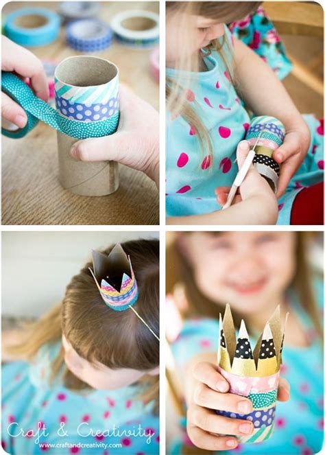Paper Tube Crown Decorated With Washi Tape Via Crafty Crow Kids Crafts