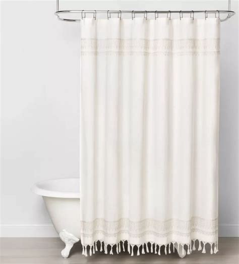 Embroidery Border Stripe Shower Curtain Taupe Hearth And Hand™ With Magnolia White Shower