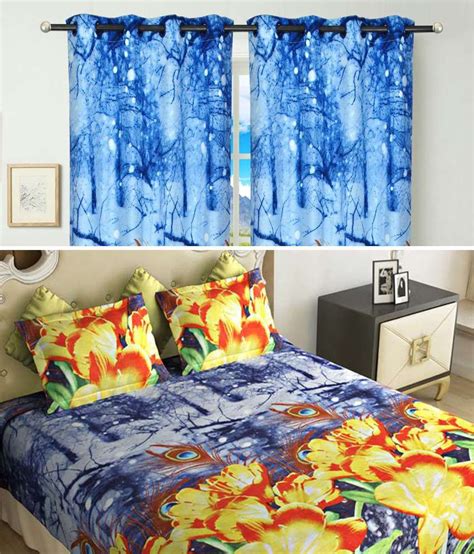 Hargunz More 3d Bedsheet With 2 Pillow Covers And 2 Door Curtains Buy Hargunz More 3d Bedsheet