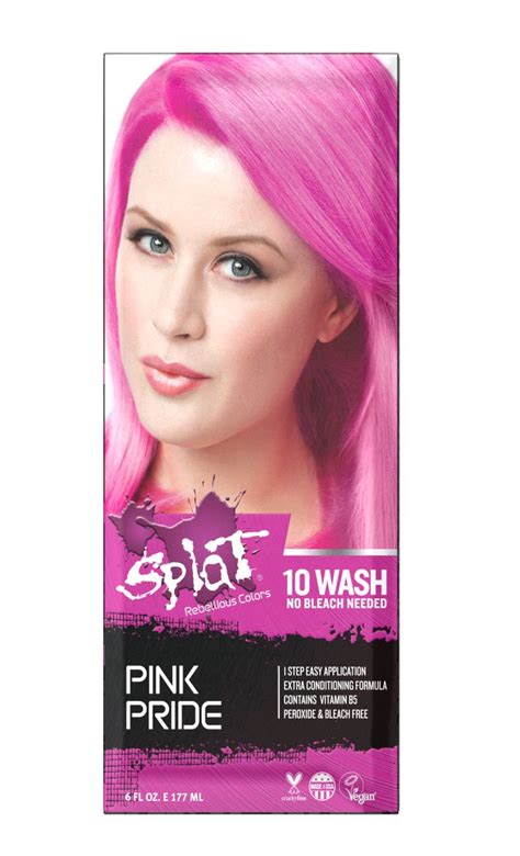 Splat 10 Wash Pink Pride Hair Color No Bleach Temporary Pink Hair Dye