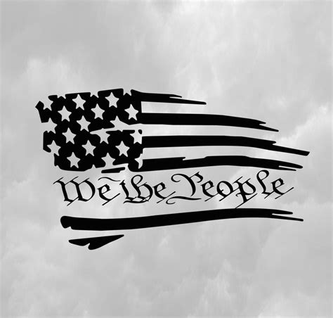 Custom Decal We The People Tattered American Flag Sticker Etsy