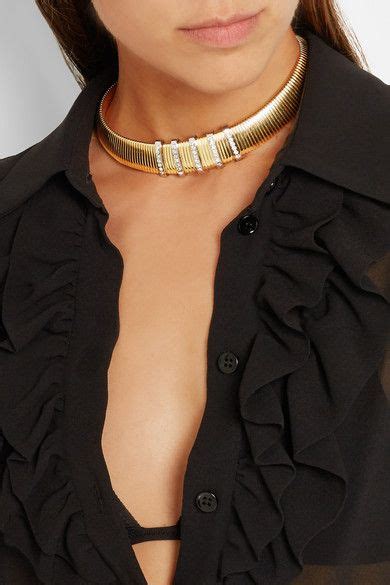 Gold Gold And Silver Tone Crystal Choker SAINT LAURENT Crystal