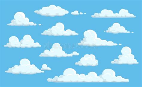 Nubes De Caricatura En Iconos Retirados Del Vector Del Cielo Azul