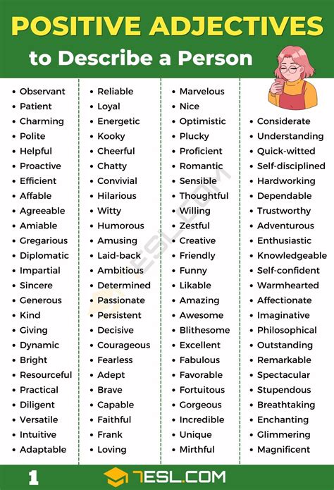 200 Positive Adjectives To Describe A Person In English • 7esl