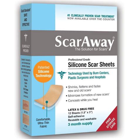 Scaraway Professional Grade Silicone Scar Treatment Sheets 12 Ea