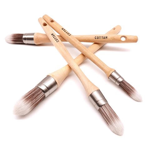 Buy Cottam Synthetic Sash Brush Set Round Brushes Set Of 4 For
