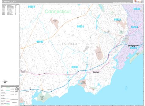 Fairfield Connecticut Wall Map Premium Style By Marketmaps Mapsales