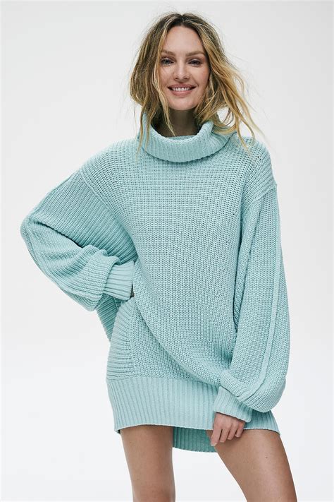 Candice Swanepoel Free People Chunky Turtleneck Sweater Sweaters