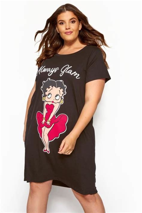 Black Glam Betty Boop Nightdress Yours Clothing