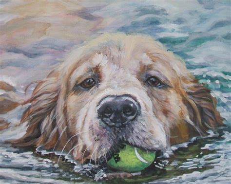 Golden Retriever Dog Art Portrait Print Of La Shepard Painting Etsy