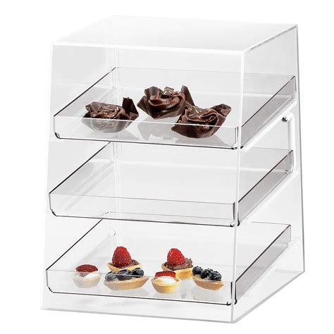Cal Mil P257 Countertop Display Case W Rear Door And 3 Removable Trays Clear