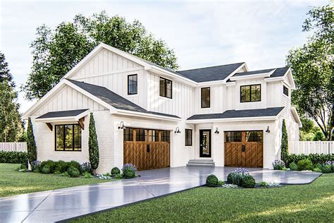 Modern Farmhouse Plan With Two Separate Garages 62798dj