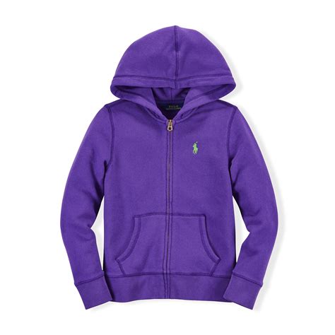 Ralph Lauren Cotton Blend Fleece Hoodie In Purple Lyst