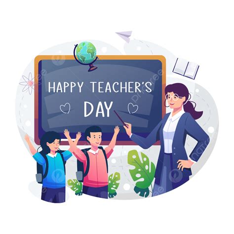 Happy Teacher Days Vector Art Png A Female Teacher Is Pointing At The Blackboard That Says