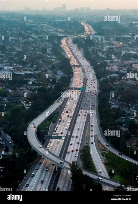 Aerial View Hour Traffic On The 405 Freeway Interstate 405 Los