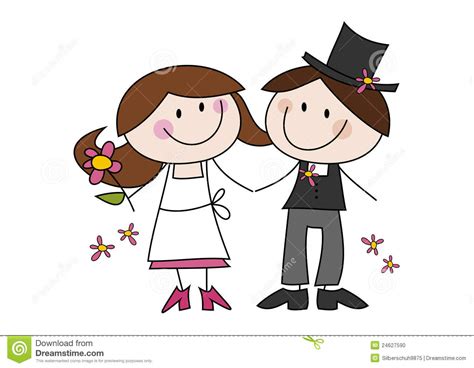 Cute Cartoon Wedding Couple Stock Photo - Image: 24627590