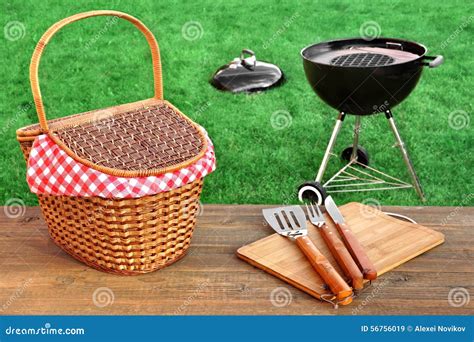 Outdoor Picnic Or Bbq Grill Party Scene At Summertime Stock Image