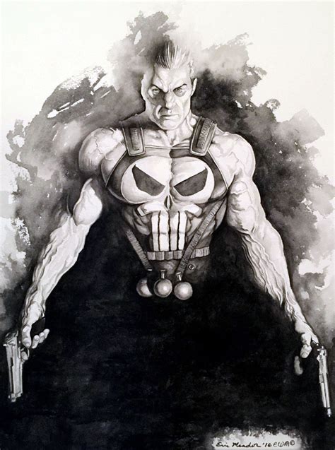 Punisher Black And White By Eric Meador Marvel Superheroes Art Marvel