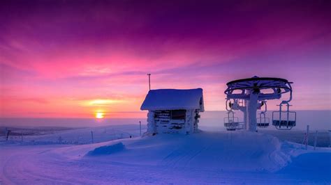 Sunrise At The Top Of Saariselka Hills Lapland Finland Windows