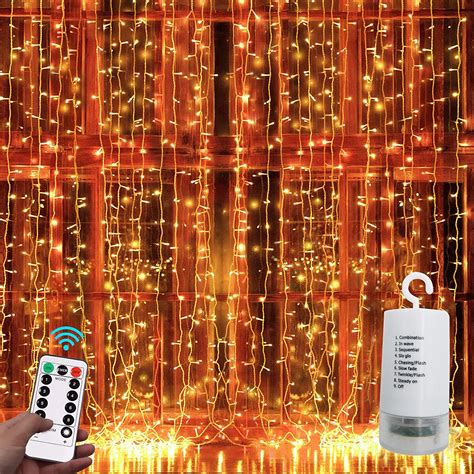 Battery Operated Curtain String Lights300 Led Icicle