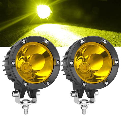 2x 4inch Round Amber Cree Led Spot Work Lights Off Road Driving Fog