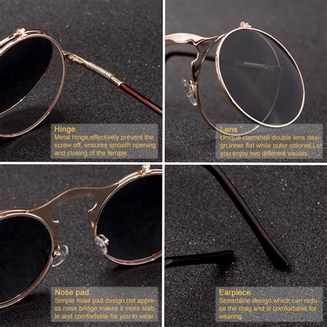 Αγορά Άνδρες S γυαλιά Splov Vintage Steampunk Flip Sunglasses Retro