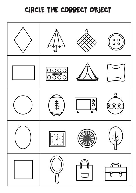 Worksheet For Learning Geometrical Shapes Matching Objects 3393856