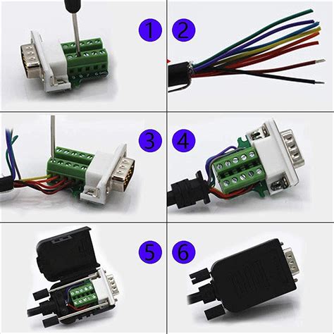 Yiovvom Db9 Breakout Connector To Wiring Terminal Rs232 D Sub Female