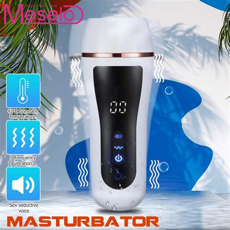 Meselo Automatic Clamp Sucking Massager 7 Modes Vibration Heating Male Masturbator Real Vagina