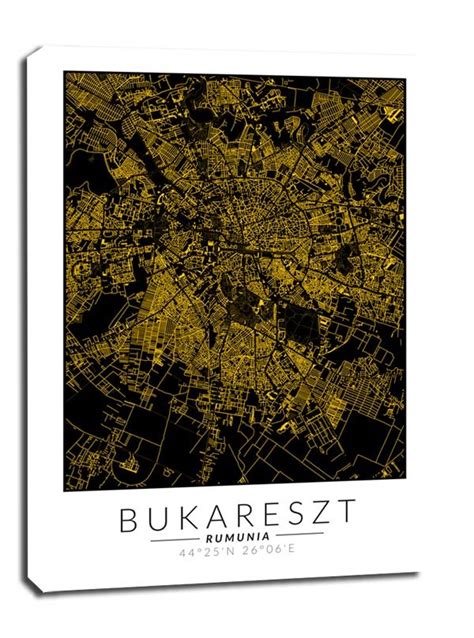 Obraz Na Płótnie Galeria Plakatu Bukareszt Złota Mapa 50x70 Cm Galeria Plakatu Sklep