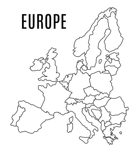 Europe Map Black And White Outline
