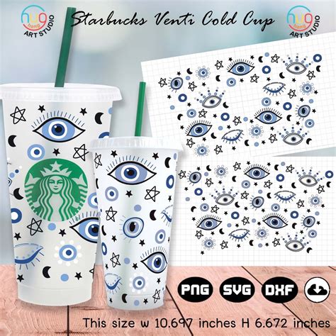 Full Wrap Starbucks Evil Eye Cold Cup Svg Protect Your Energy Svg
