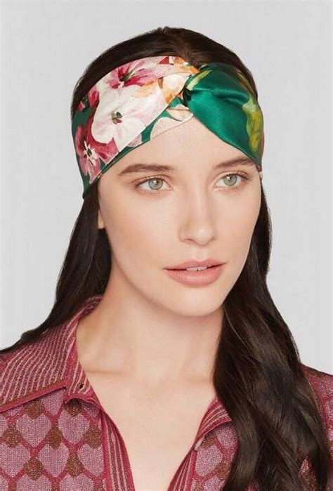 Woman Floral Print Headband Head Wrap Women Silk Fabric Knotted